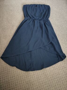 Express Strapless High-Low Dress in Navy